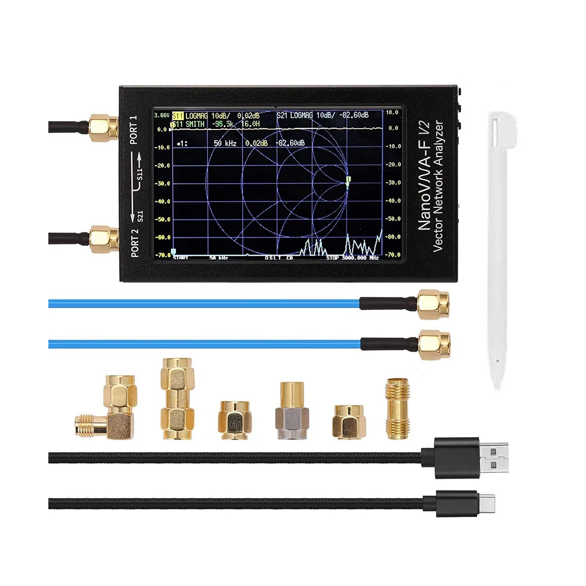 

Векторный анализатор сети Nanovna-F V2, 50 кгц-3 ГГц, анализатор антенны, тестер сетевого кабеля, 4,3 дюйма, веб-инструменты