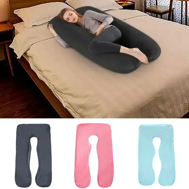 140/150CM Pregnant Maternity U-shaped Body Pillow Case Velvet Replacement Washable Cover Sleeping Support for Leg Pillow Cover