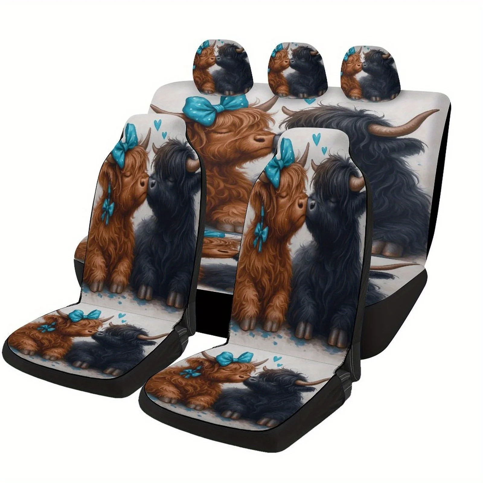 

Adorable Cows Love Themed Car Seat Covers Set For Most Cars, Fashionable Comfortable Decorative Car Seat Protector Covers Full S