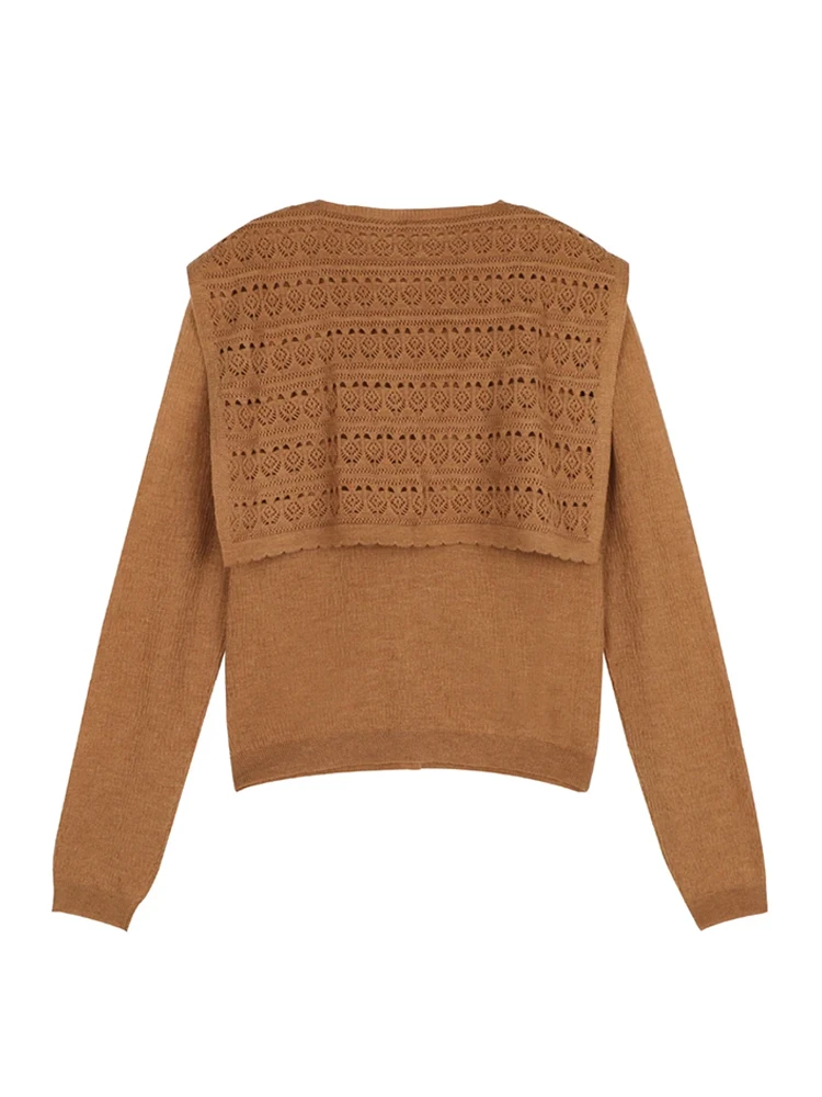 Faionable Long Sve gebreide omslagdoek dames casual Sle ronde Ne Top Agel trendy gebreide kleding voor het herfstseizoen