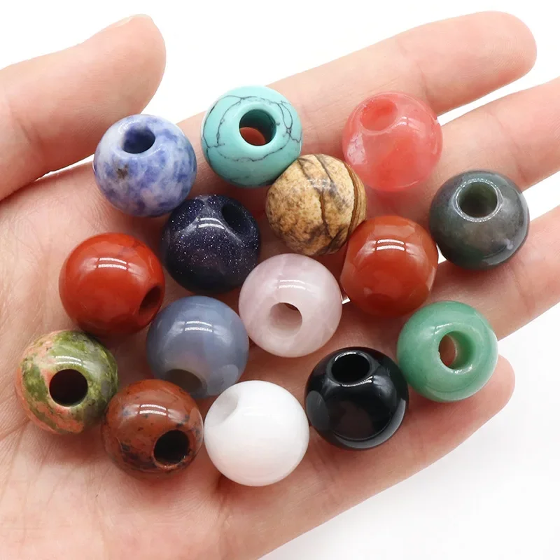 

10pc/lot 16mm Natural Stone Abacus Shape 5mm Large Hole Beads Crystal Agate Loose Beads for Jewelry Making DIY Necklace Bracelet