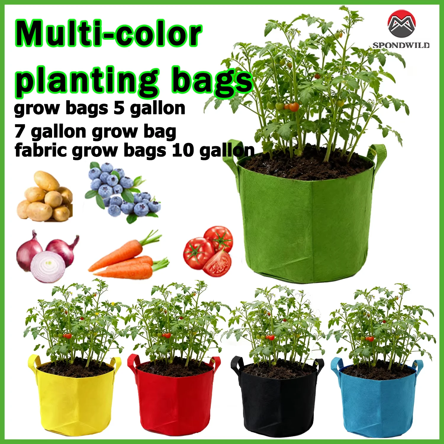 1/3/5/7/10/15 Gallon Grow Bags for Vegetable/Flower/Plant, Aeration Fabric Pots with Handles Cloth Pots for Plants Garden Gift