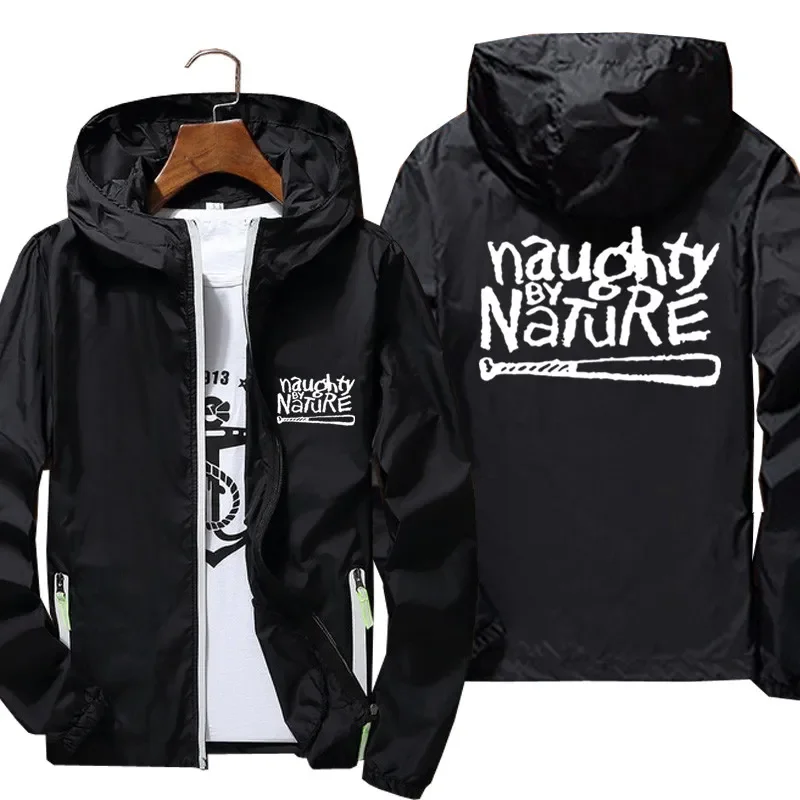 Men Naughty By Nature Old School Rap Skateboardinger Music Band Hooded Bomber Zipper Thin Windbreaker Coat Pilot Jacket Clothing