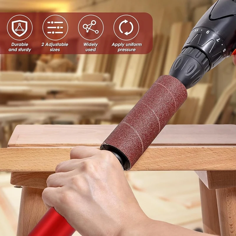 Set levigatrice a tamburo, adattatore levigatrice per mandrino a tamburo per levigatura in gomma, con tamburo di carta vetrata a grana 120, manicotti abrasivi per trapano elettrico