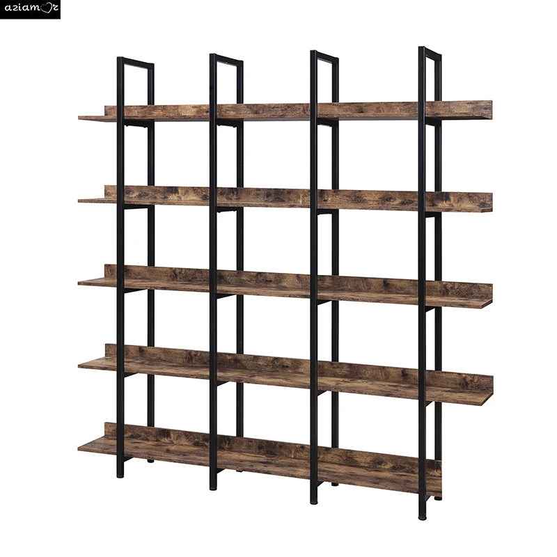 

[VIDEO] 5 Tier Bookcase Home Office Open Bookshelf, Vintage Industrial Style Shelf with Metal Frame, MDF Board