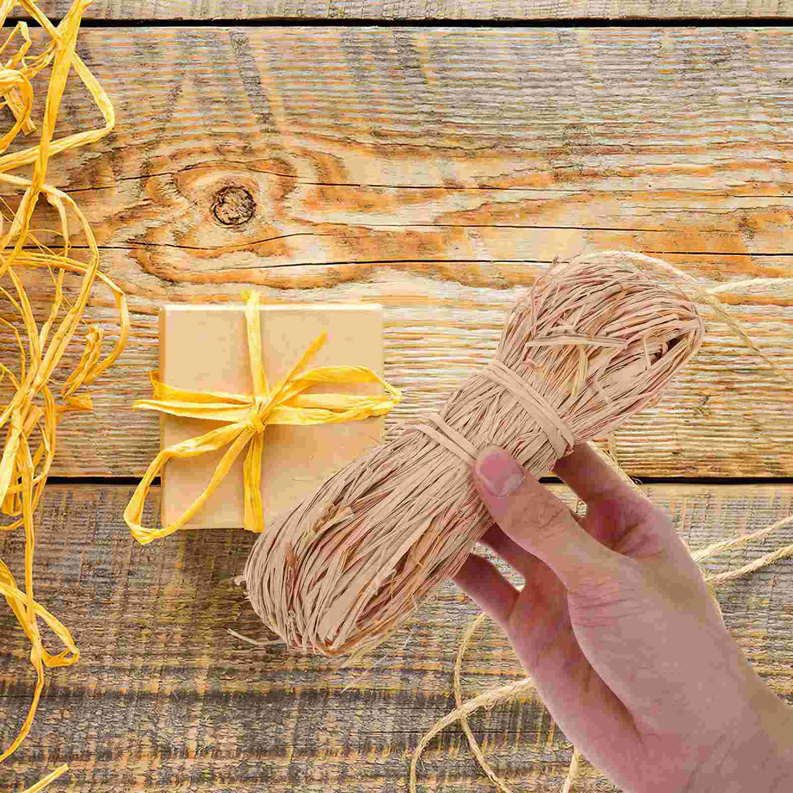 Natural Raffia Ribbon for Embrulho, Rustic Basket Weaving Supplies, Flores Recheio Artesanato, 3 Pacotes