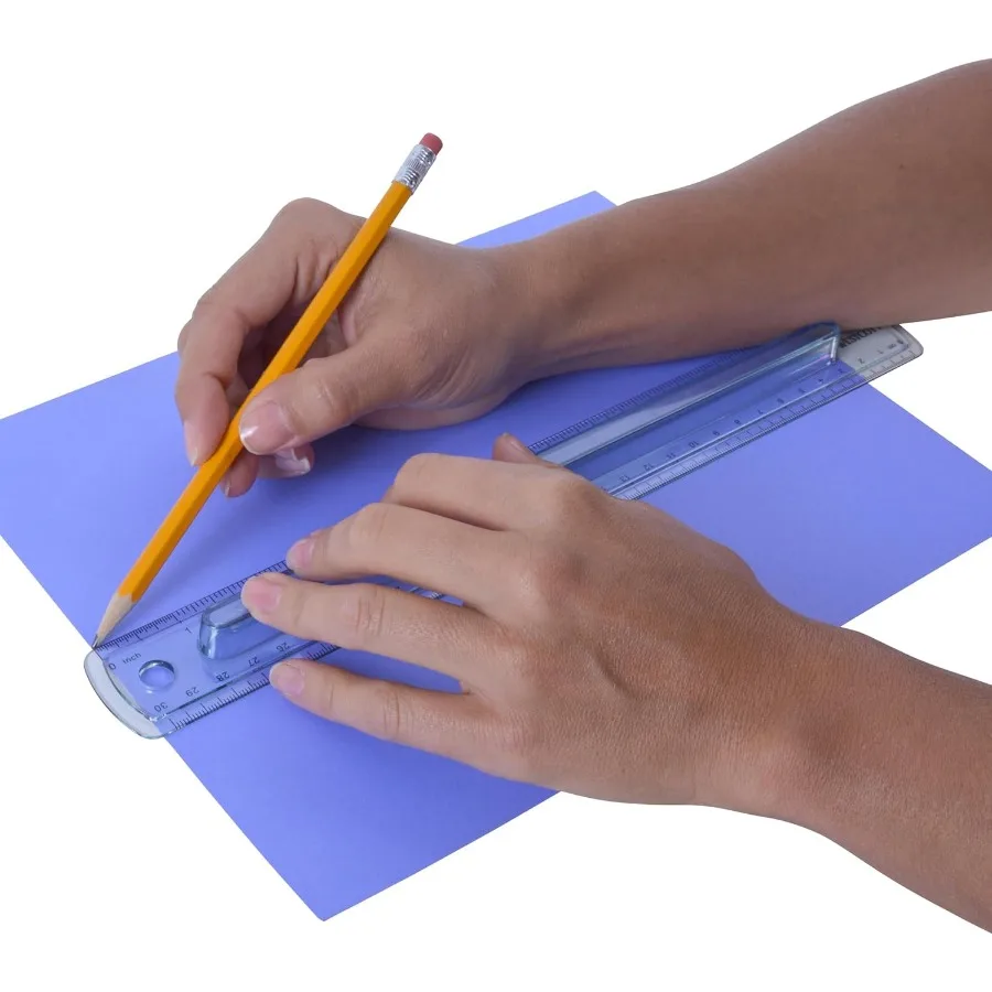 Smoke Gray Ruler 12 Inch - Plastic Ruler with Finger Grips for School Office