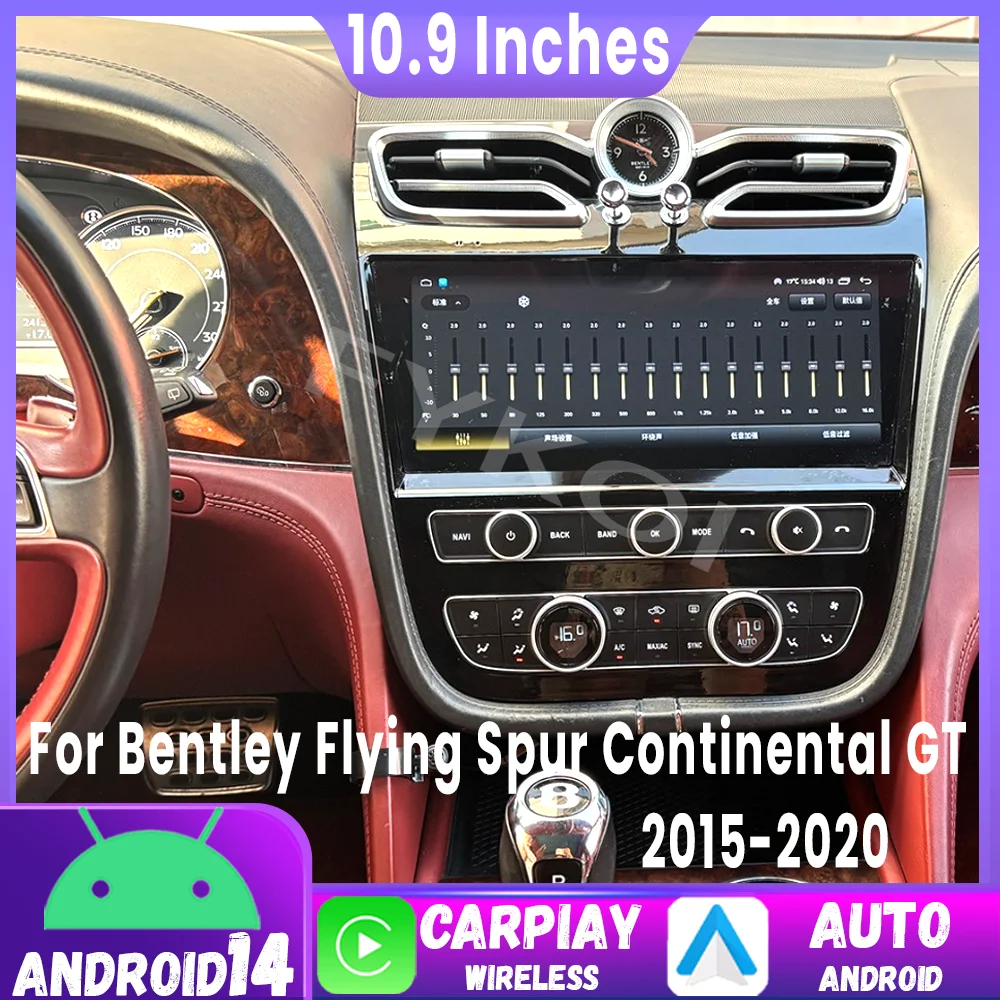 1600*720 Android 15 For Bentley Flying Spur Continental GT 2015-2020 Carplay Car Multimedia Player Android GPS Navigation 4G DSP