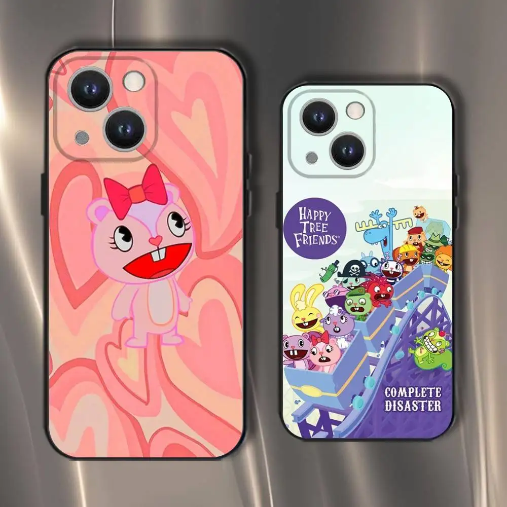 

Happy Tree Friends Phone Case For iPhone 16,15,14,13,12,11,Pro,XS,Max,XR,Plus,E,SE4,Mini Black Soft Cover