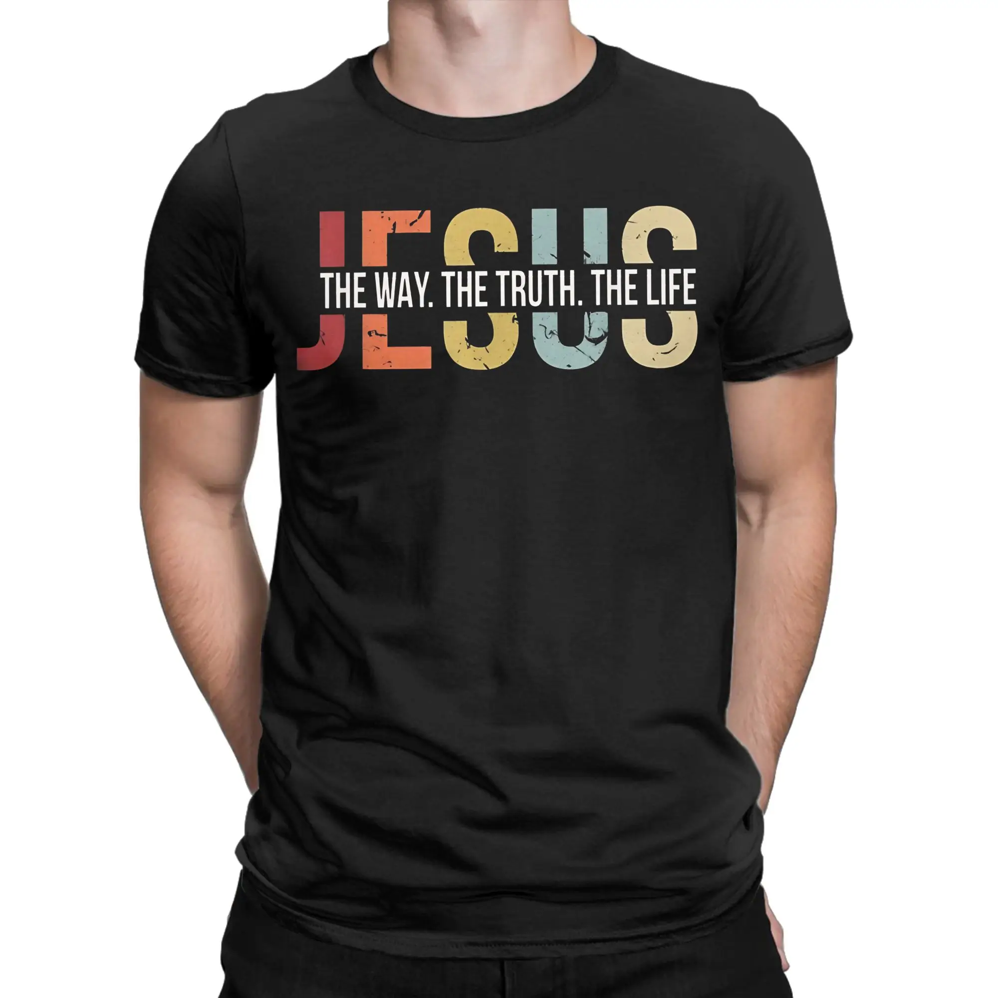 Camisetas de Jesús, el camino, la verdad y la vida, camisetas humorísticas de algodón puro para hombres y mujeres, camisetas de manga corta con cuello redondo, ropa gráfica