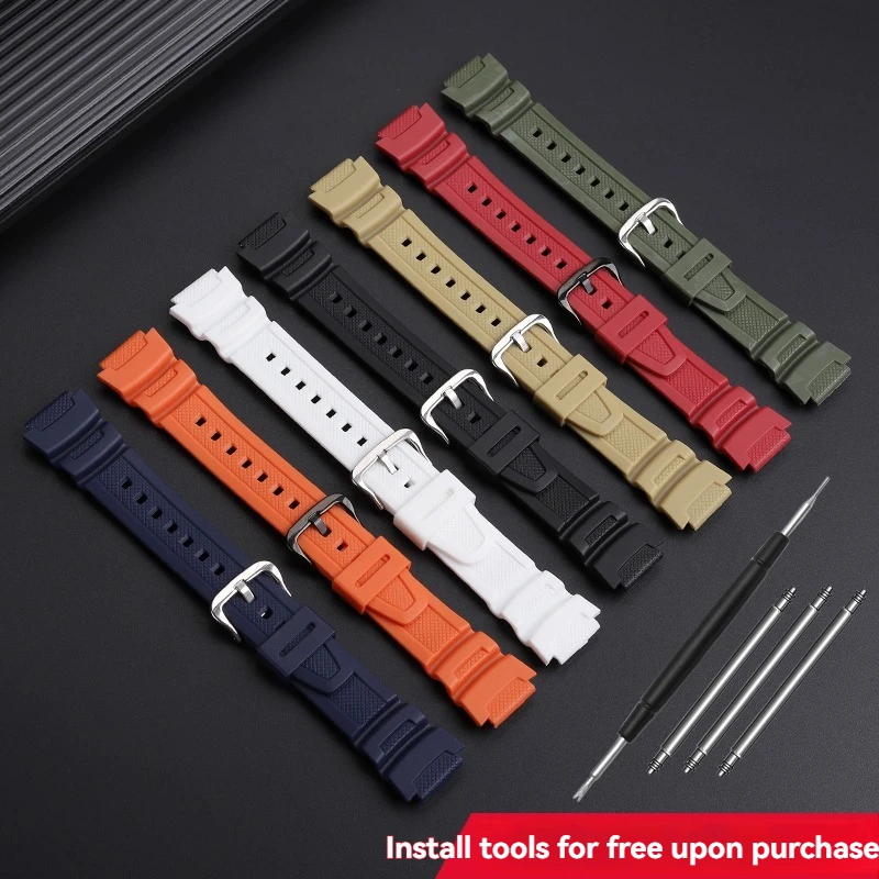 Pulseira de silicone preta de 18mm para casio AE-1000w AQ-S810W SGW-400H SGW-300H pulseira de borracha com fivela de pino pulseira de relógio
