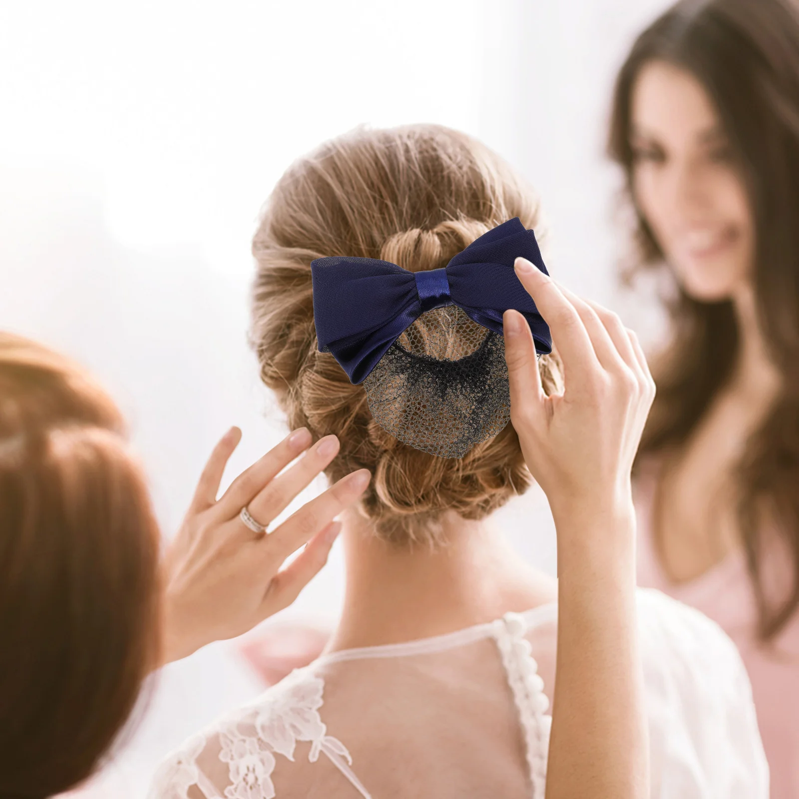 

2Pcs Women Hair Bun Net Clip with Bowknot Cover Elegant Hair Accessory for Nurses Office Wear Delicate Look Enhancement