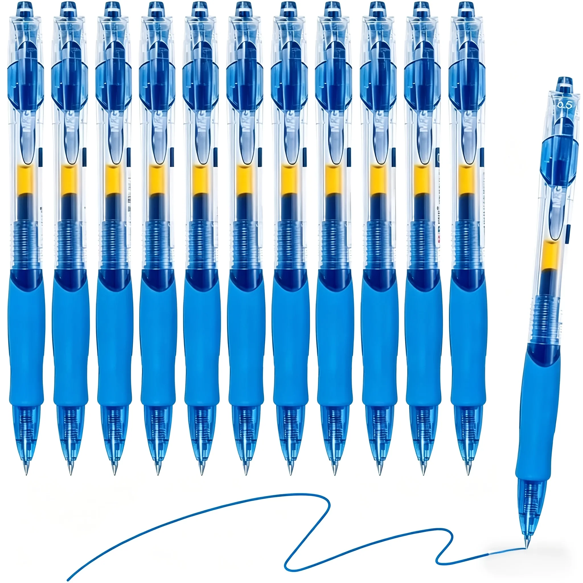 22pcs Click Retractable Blue Gel Pens, Non-Slip Soft Rubber Grip Ballpoint Pens,Durable Smooth Writing Blue Ink Pens,Study