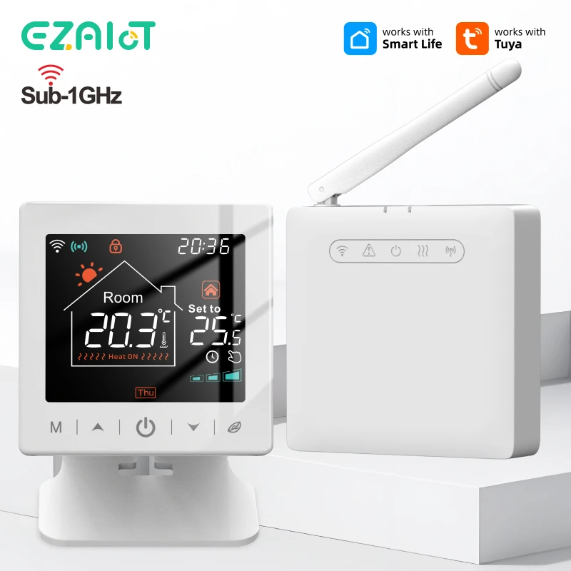 Termostato Wifi inteligente para el hogar, caldera de gas inalámbrica tuya RF, calefacción programable, control remoto de temperatura ambiente con alexa y google