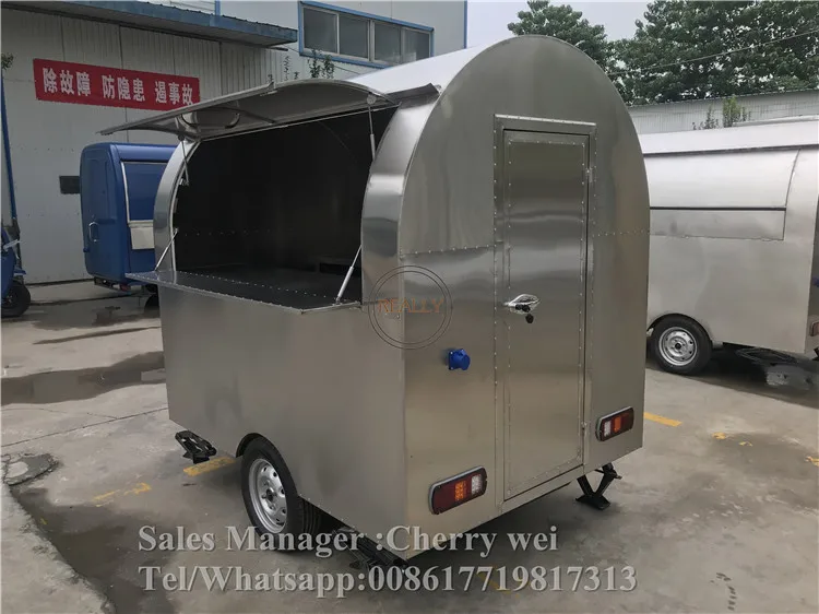 2.2mlenght Full stainless steel mobile food cart food truck food trailer with light water sink work bench