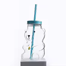 Little Bear Glass Straw Cup, Fresh And Heat-resistant, Cute Bear Juice, Coffee, And Milk Cup, Made Of High Borosilicate Glass - AliExpress
