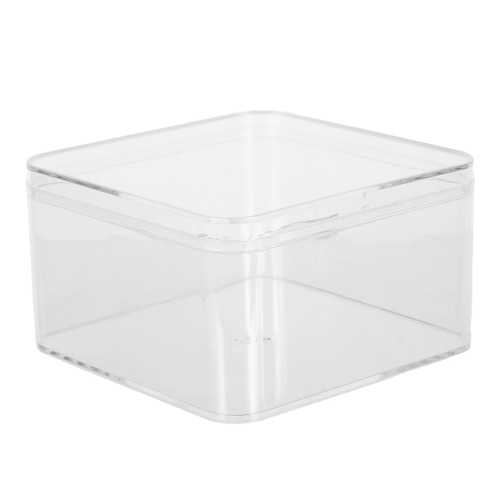 

4Pcs Clear Acrylic Box with Lid Square Storage Bin Transparent Organizer for Cotton Swabs Jewelry Beads Desktop Vanity Use