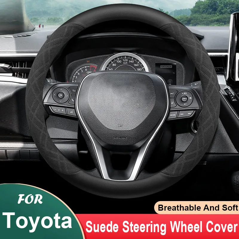 For Toyota COROLLA CROSS Wildlander Frontlander CAMRY Levin Suede Steering Wheel Covers Anti Slip Decoration Accessories