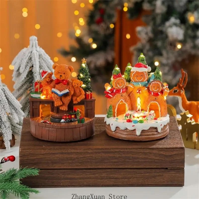 Christmas USB Ready Holiday Figure with Warm Internal Light for Indoor Home Shelf Desk and Entryway Display Use 3XUF