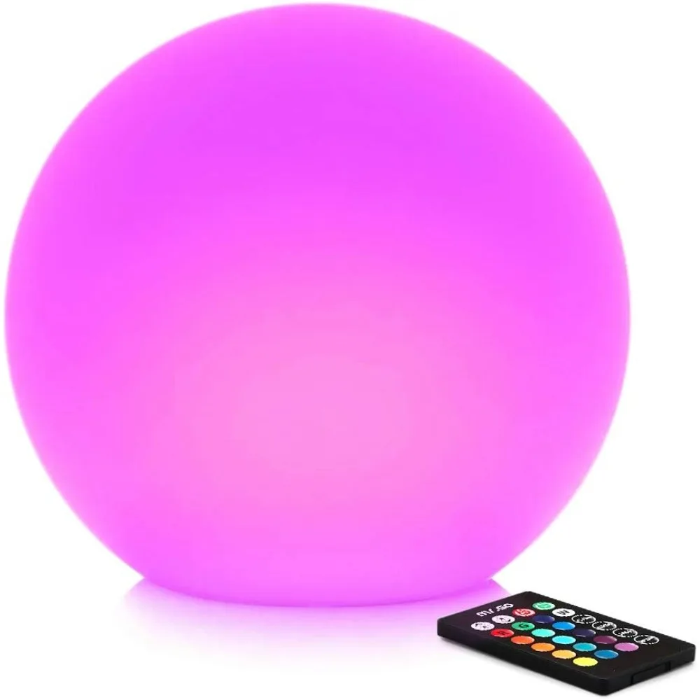 

Mr.Go 12-inch Rechargeable LED Ball Light, RGB Color-Changing Globe Orb Lamp w/Remote, Home Kids Room Bedroom Bar Table Patio Po