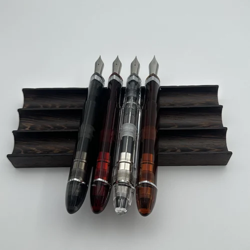 Imagen 2 del producto Pluma estilográfica de resina de pistón Triangular Majohn V60, Color transparente limitado, bolígrafo de escritura, suministros de papelería para escuela y negocios, regalo