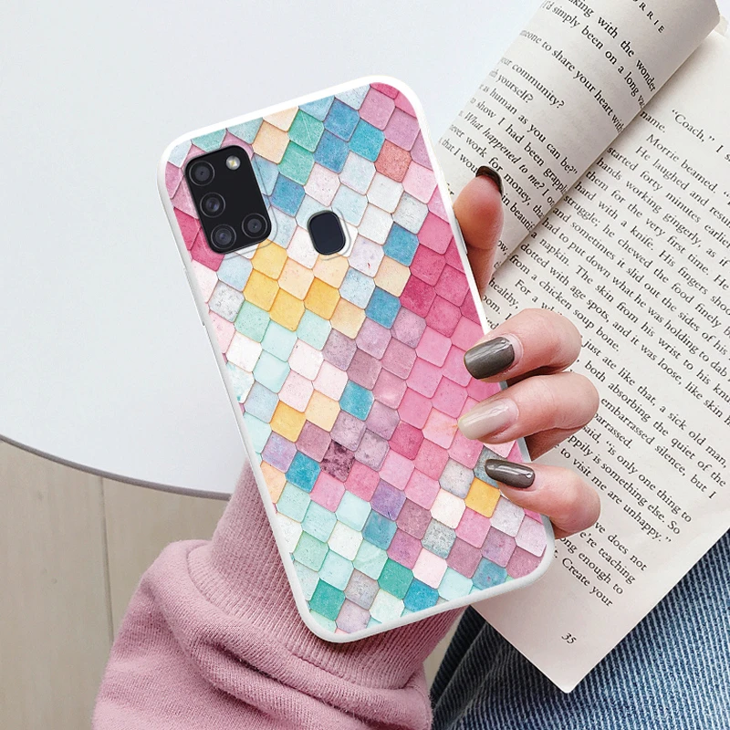 For Samsung Galaxy A21S Phone Case Shockproof Funda Cute Painted Silicone Slim Soft Cover For Samsung A 21S Galaxya21s Coque