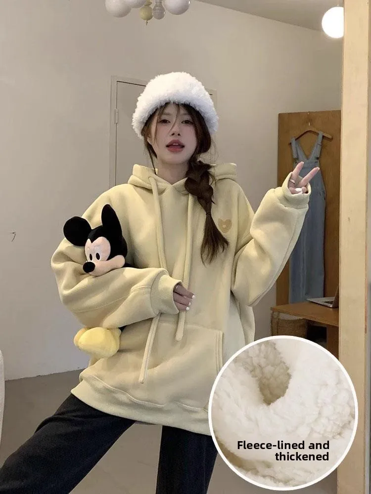 

Женская толстовка с капюшоном Extra Thi больших размеров Fce Lined Long Sve средней длины, теплая скрывающая основа irt на осень-зиму 240 Pou