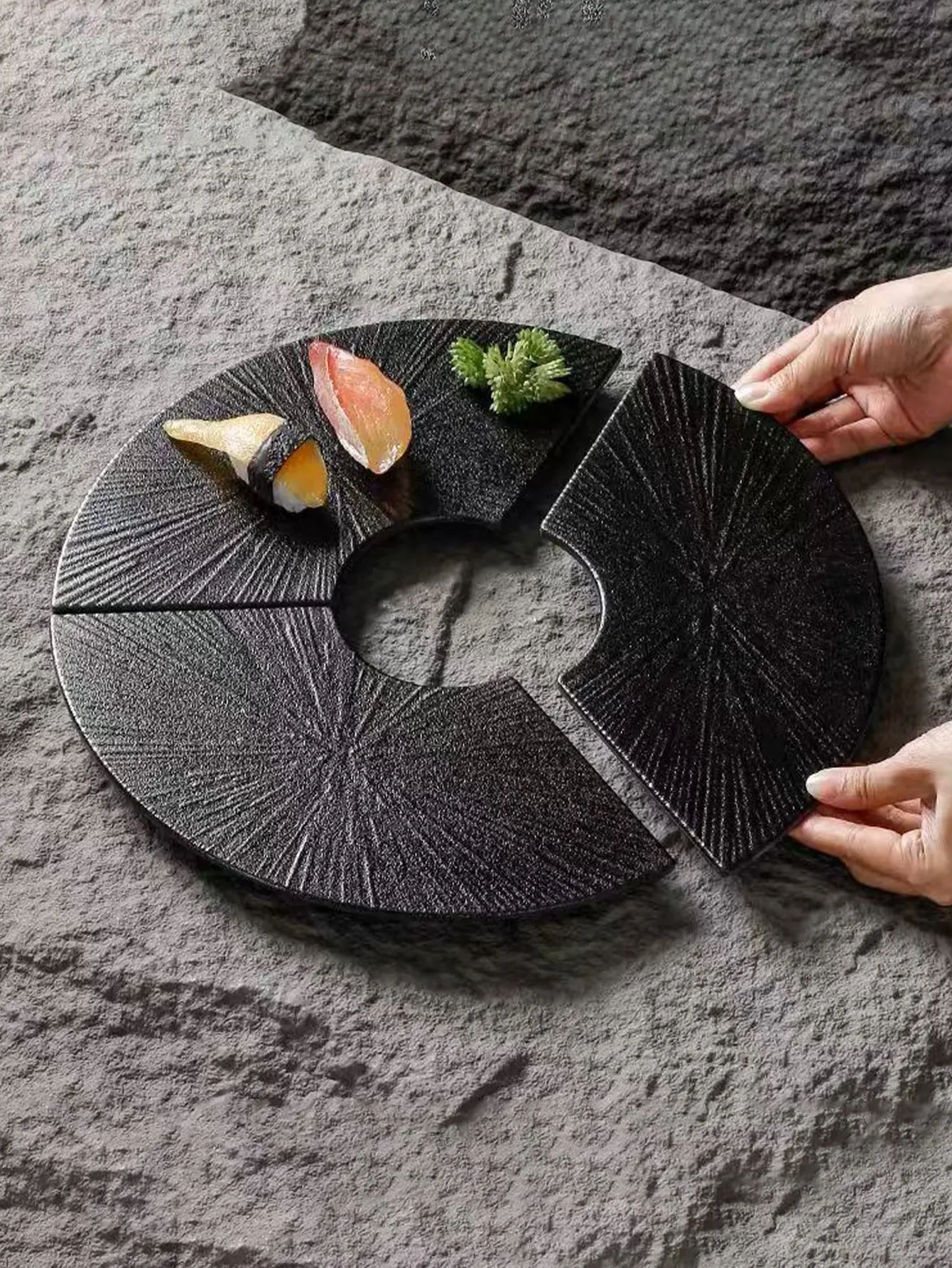 Melamine Japanese-Style Tableware Commercial Barbecue Plate Imitation Porcelain Plate Sushi Plate Plastic Fan-Shaped Dish Shallow Plate Flat Plate Platter 1 Piece
