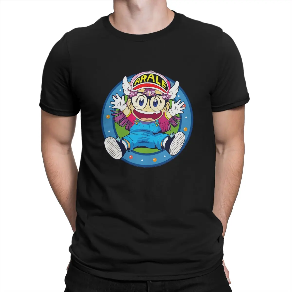 Dr Slump Arale Norimaki Happy T Shirt Harajuku Grunge Men's Tshirt Polyester Short Sleeve