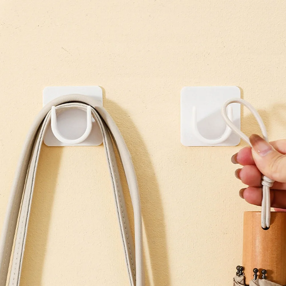 2Pcs Universal ABS Curtain Rod Bracket White 4.2*4.2cm Self Adhesive Curtain Rod Wall Mounted Rod Bracket Wall Mount