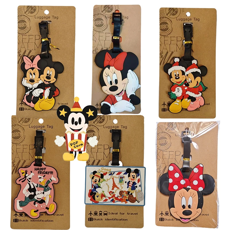 

Багажная бирка с Микки Маусом Диснея, декоративная бирка с именем, удостоверение личности, сумка, идентификационная бирка, дорожные подвесные аксессуары, мультяшные знаки против потери