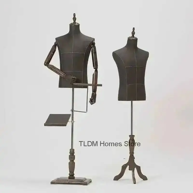 

Store Wooden High-end Suit Mannequin Male Clothing Arm Mannequins Props Bust Display Window Model Body Adjustable Stand