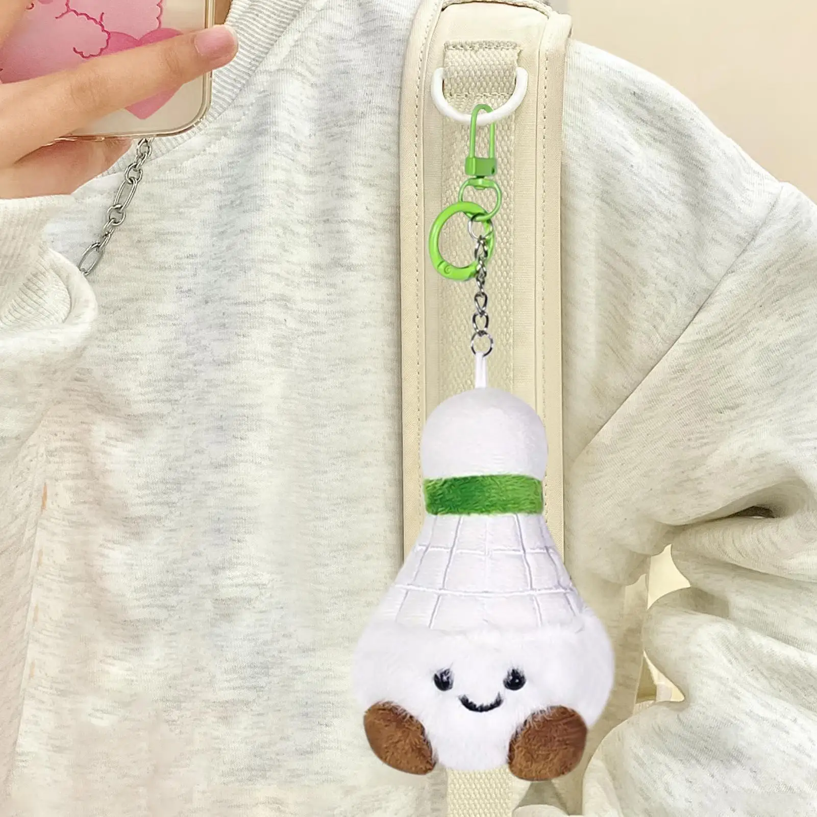 Bonito chaveiro de pelúcia bonito badminton pelúcia chaveiro novidade pequeno chaveiro macio dos desenhos animados saco charme para mochila carteira
