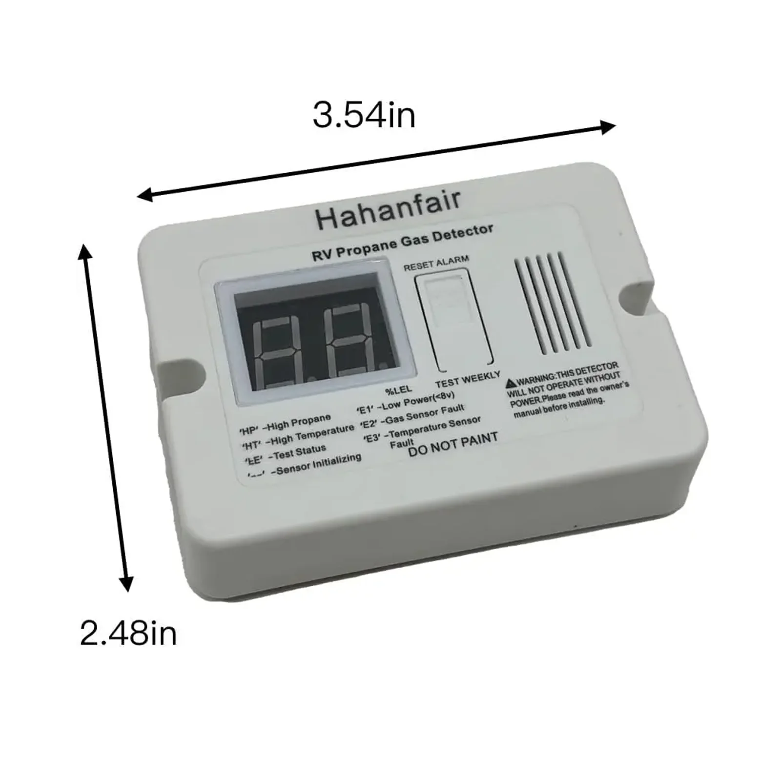 RV Propane Gas Detector Propane Gas Alarm 85dB Alarm Sound DC 12V Fits for RV Trailers(White Short Style)