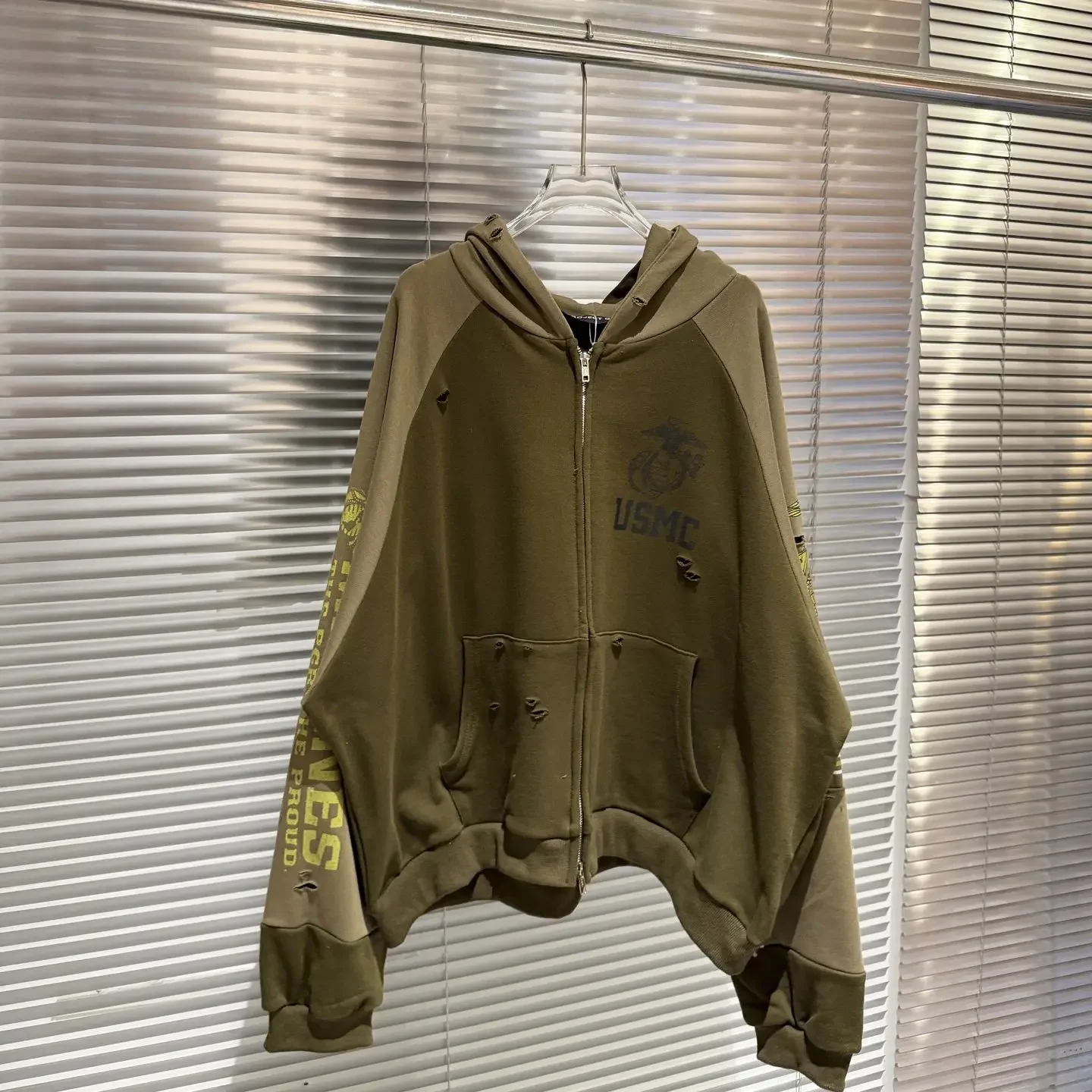 Grailz Project G/R Deconstructed Paneled Letter Hooded Jacket Heavy Sweatshirt