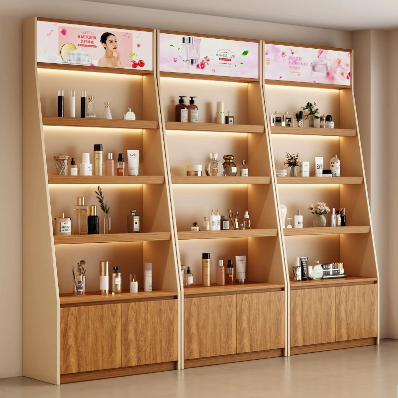 Italian-style Beauty Salon Cosmetic Display Cabinet Modern Multi-layer Storage Shelf Supermarket Commercial Furniture FYMC