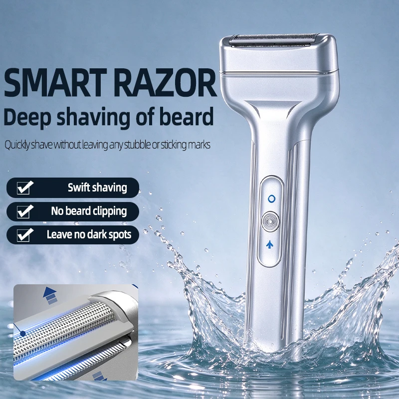 Men Reciprocating Electric Shaver Intelligent Sensor Wet Dry Razor Magnetic Wide Washable Cutter Head Type-C Fast Charge Travel
