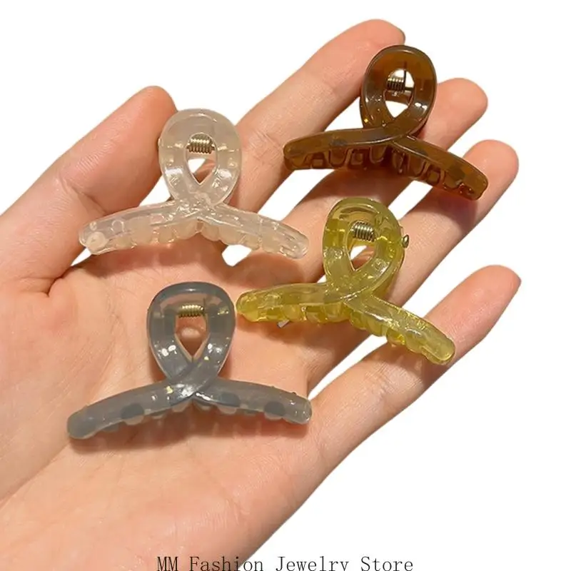 D0UB 4 stuks kleine 4,5 semi-transparante haarclip elegante stylingtool sterke greep haarspeldjes voor vrouwen meisjes