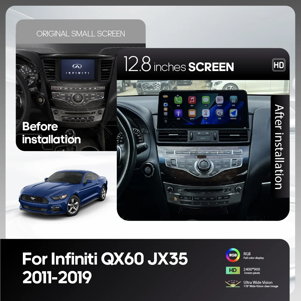 12.8inch Car Multimedia Video Player For Infiniti QX60 JX35 2011-2019 GPS Navigation Wireless Android auto Carplay 4G WiFi 360