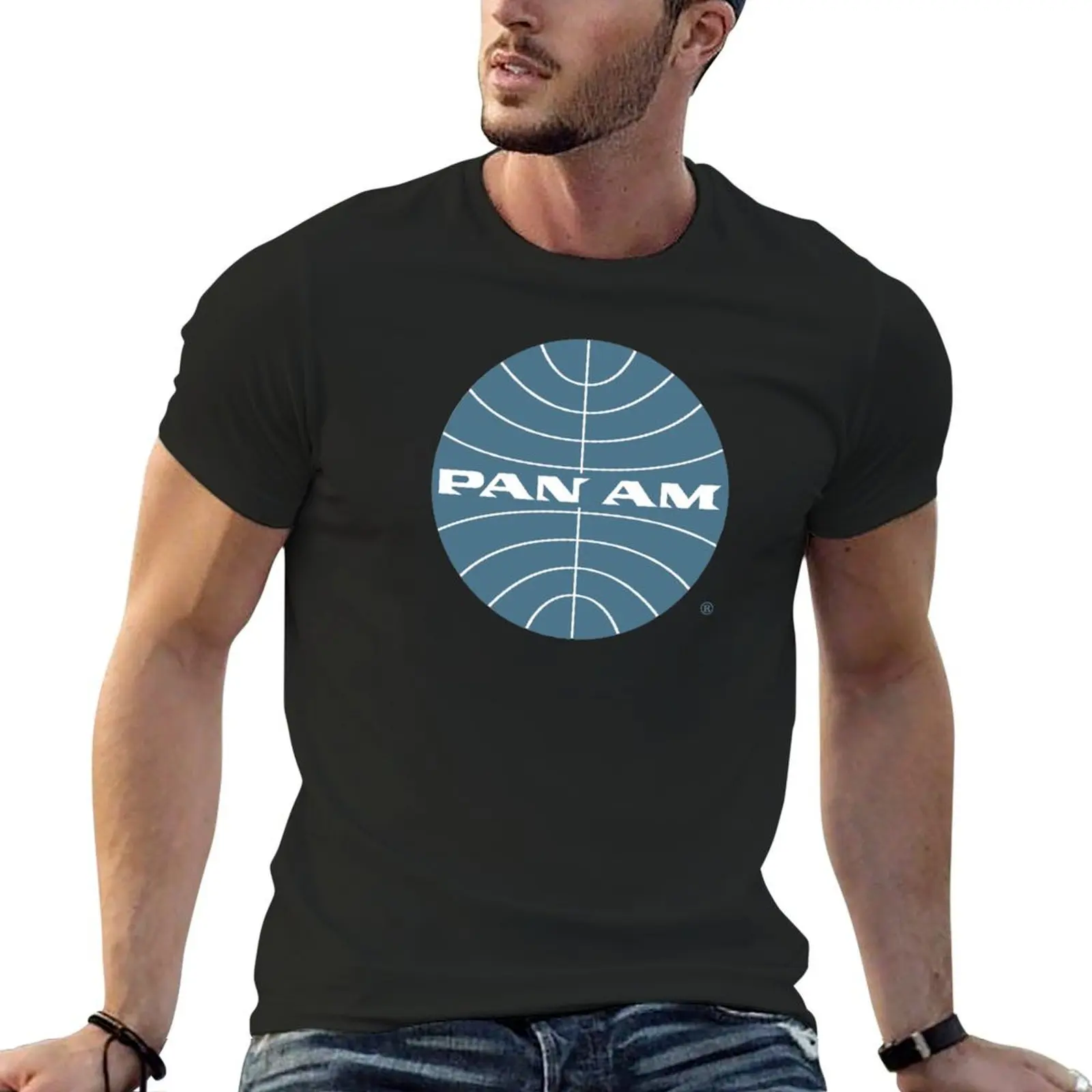 

Pan Am Early 1950s Globe Thin Frame Inverted T-Shirt Funny t-shirt customs oversized mens vintage t shirts