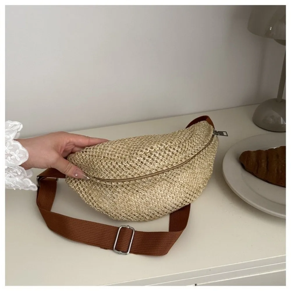 Vacation Woven Waist Pouch Boho Crochet Crossbody Bags Breathable Versatile Shoulder Bags Sports view 5