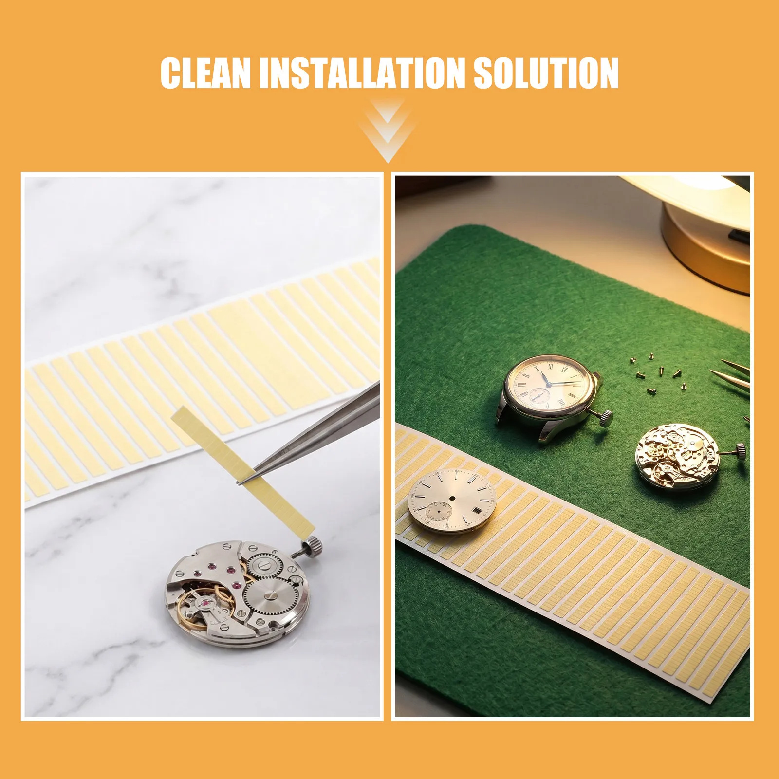 5 Sheets Dial Fixing Glue Double-Sided Tape for Watch Movements Adhesive Strips