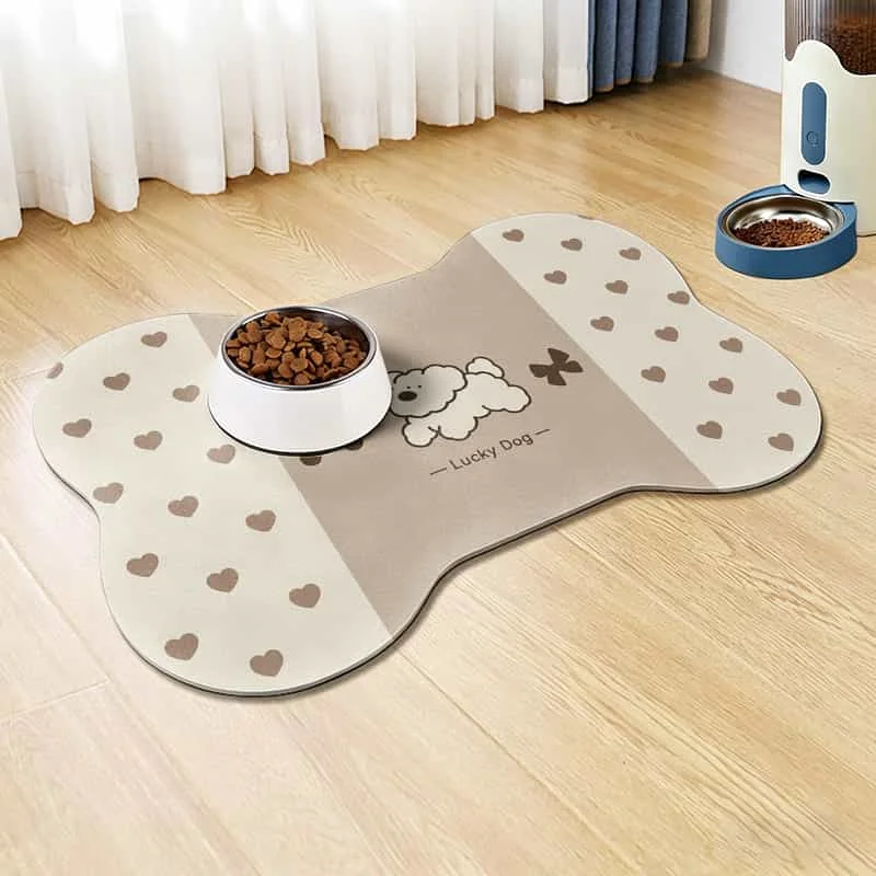 1pc Spill-Proof Bone-Shaped Pet Feeding Mat Suitable for Dogs Cats, Irregular Bone Heart Washable Non-Slip, Easy Clean
