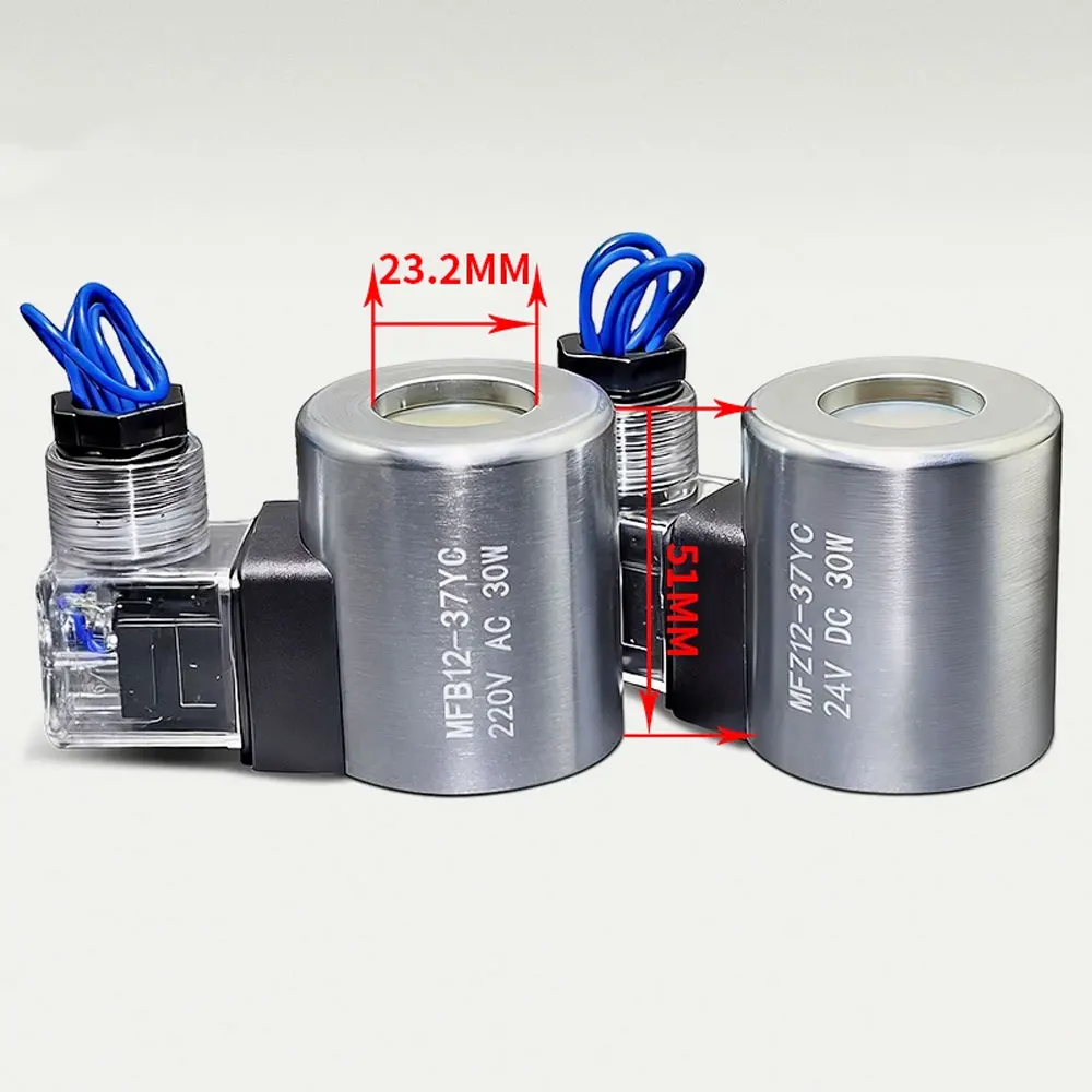Stainless steel housing hydraulic solenoid valve coil MFZ12-37 inner hole 23 high 51 24V 220V 30W