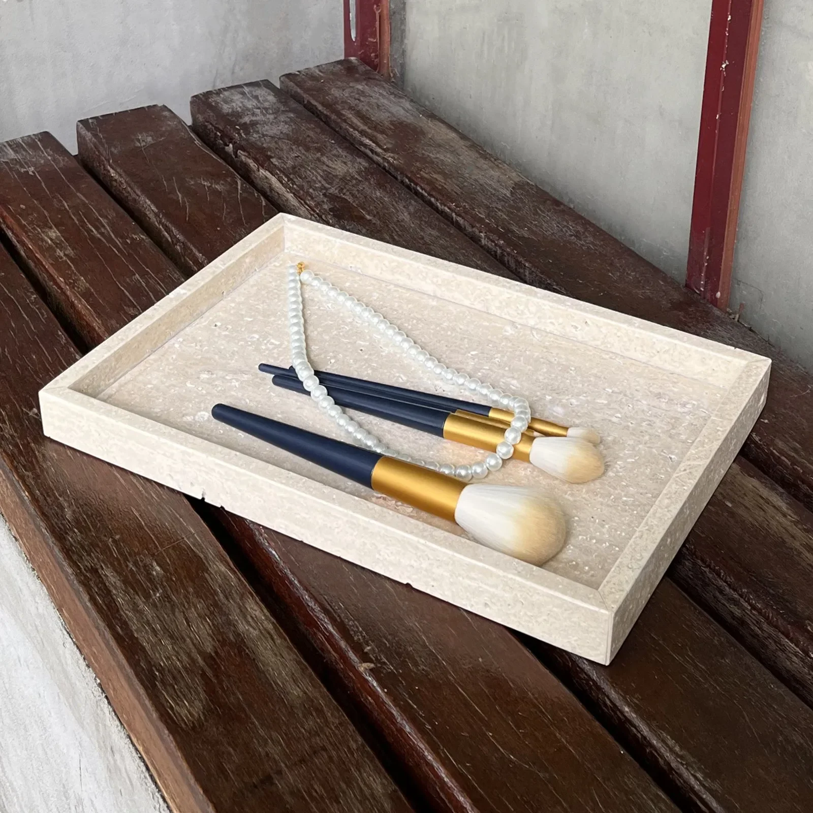 【Natural】Support Customization Bonding 30x20x3cm Yellow Travertine Storage Box Natural Marble Stone Tray for 13 Colors