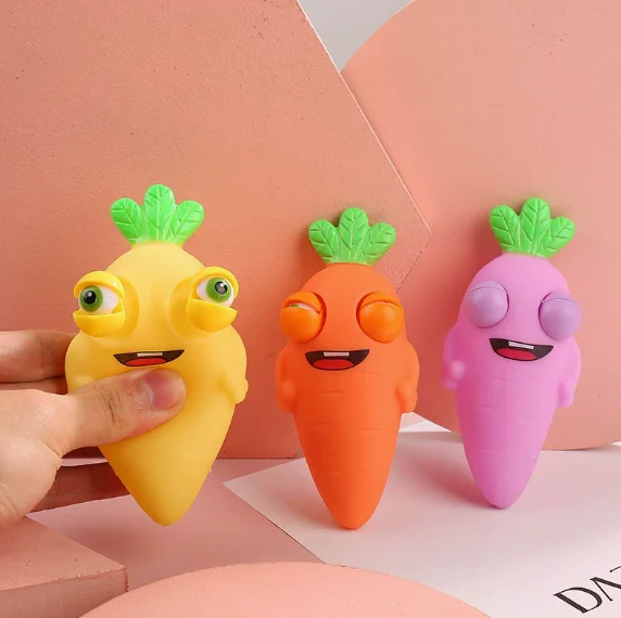 1pc-Interesting Squinting Carrot Pinch Toy, New Soft and Fluffy Squeeze Toy