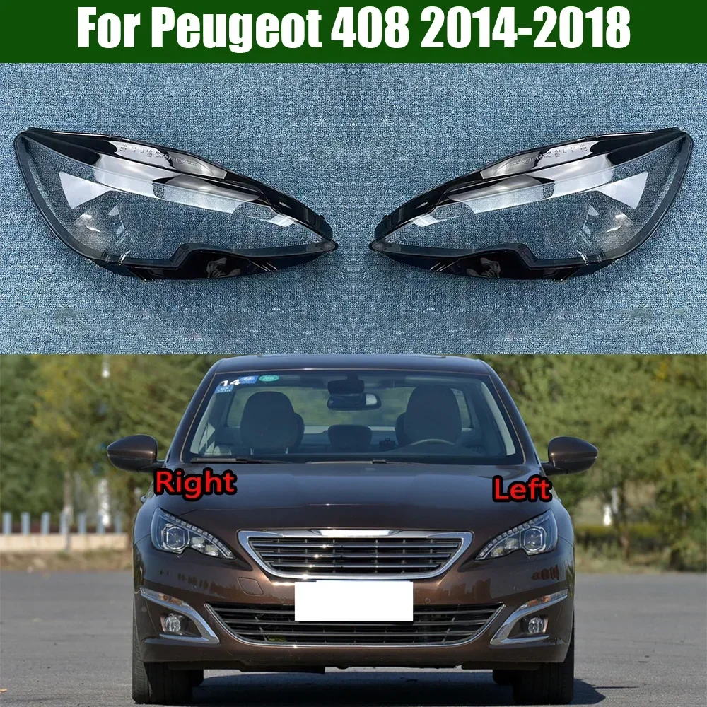 

For Peugeot 408 2014 2015-2018 High Headlight Shade Transparent Lampshade Lens Headlamp Cover Lamp Shell Plexiglass Black Edge