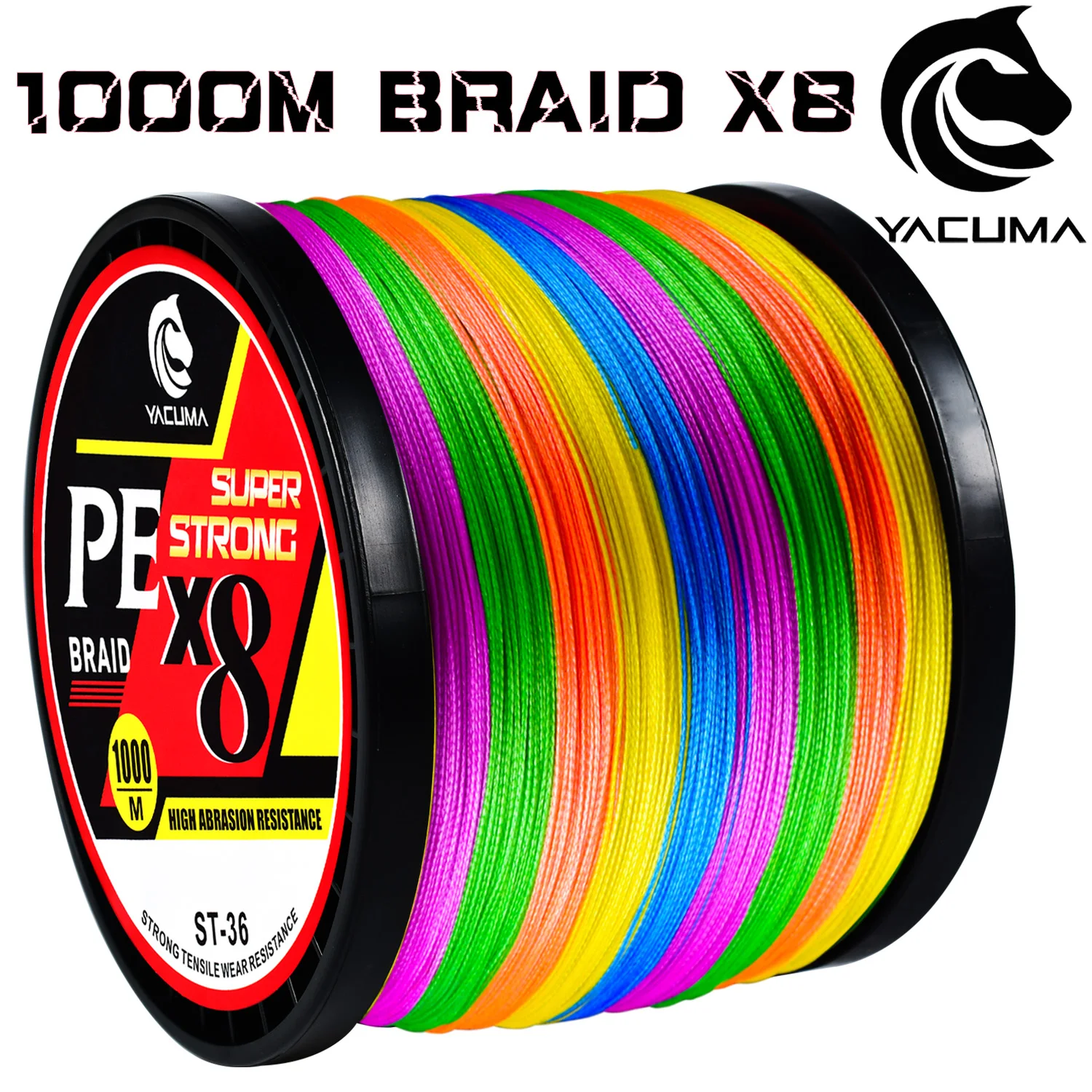 

YACUMA 1000M X8 Multicolor Braided Fishing Line Long Distance Casting Smooth Multifilament Wire for Freshwater and Sea Fishing