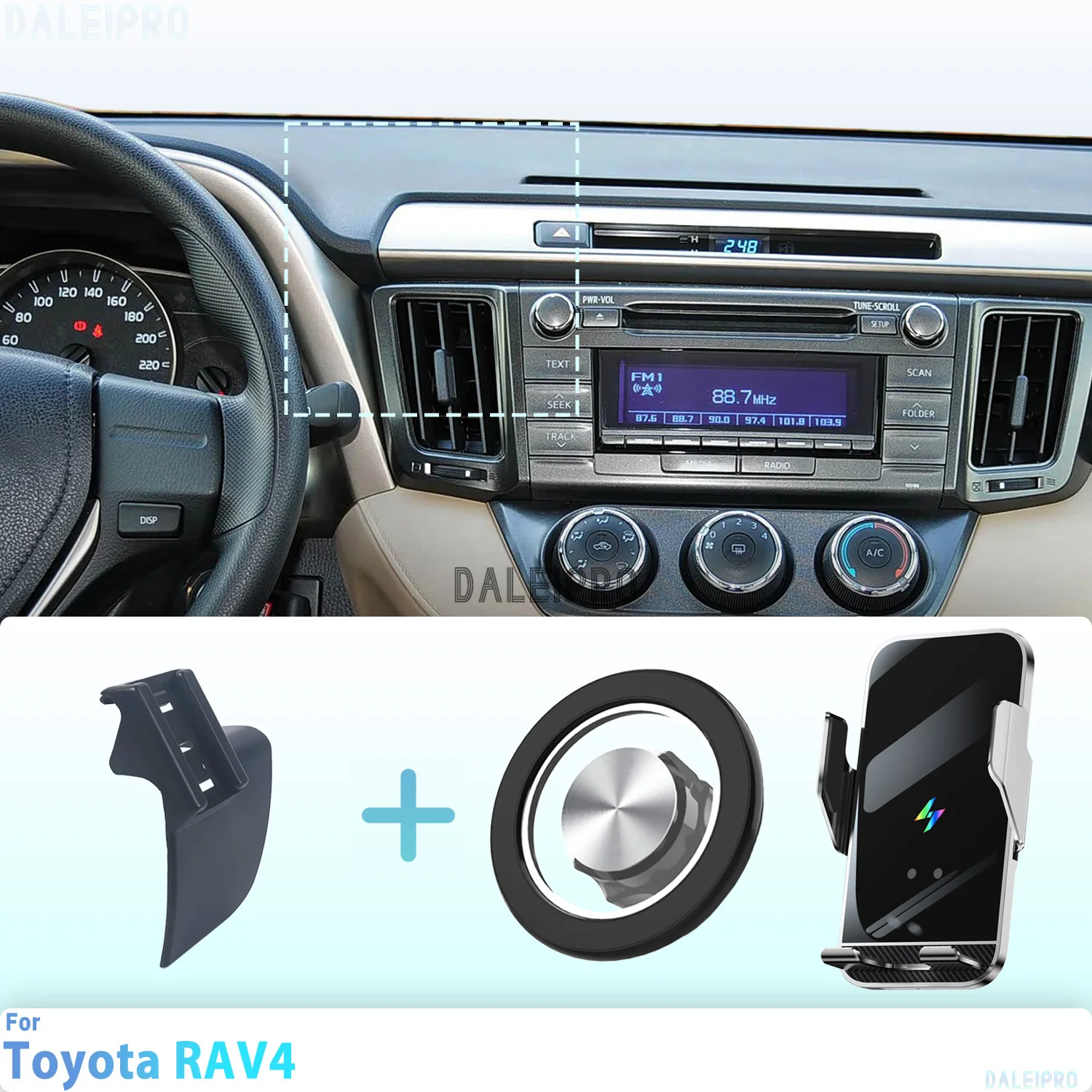 Made to measure for Toyota RAV4 RAV 4 2013-2017 2018 2019 Phone Holder Car Magnetic Phone Mount Smart Sensing Wireless Charging