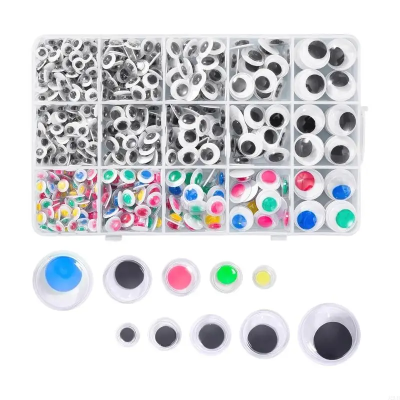 750Pcs Black and Mixed Color Wiggle Moveable Eyes Craft Accessory Educational Toy For Boys And Girls Doll Making Repairing A2UB